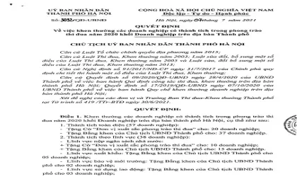 Tân Phát ETEK và Ban lãnh đạo vinh dự nhận Cờ thi đua của UBND Thành phố Hà Nội và Bằng khen của Chủ tịch UBND Thành phố.