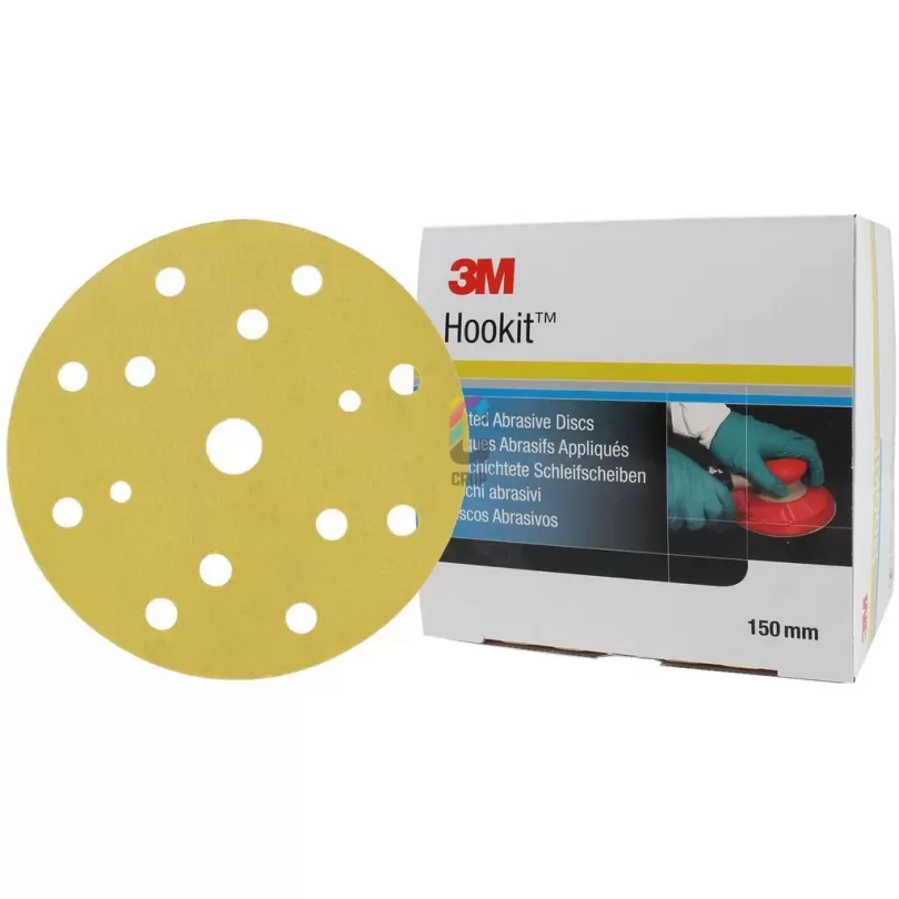 Giấy nhám vàng tròn phi 150 - P80 - 8+6+1 lỗ